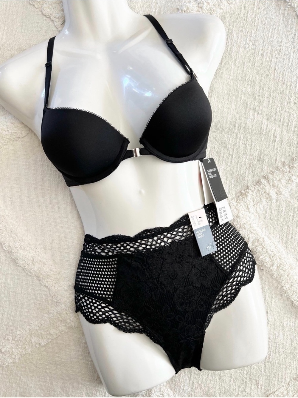 H&M Black Lace Bra & Brief Set